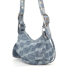 Load image into Gallery viewer, BALENCIAGA Le Cagoule Shoulder Bag Blue671309 Cotton Size XS