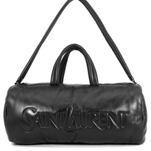 Load image into Gallery viewer, SAINT LAURENT PARIS Wide Logo Puffer Boston Bag Black797640 Leather