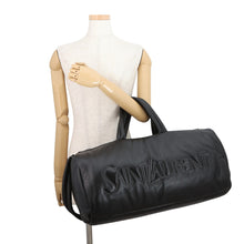 Load image into Gallery viewer, SAINT LAURENT PARIS Wide Logo Puffer Boston Bag Black797640 Leather