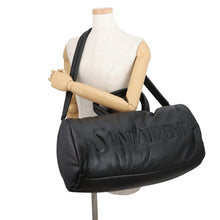 Load image into Gallery viewer, SAINT LAURENT PARIS Wide Logo Puffer Boston Bag Black797640 Leather