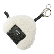 Load image into Gallery viewer, FENDI Rice ball keychain White/Black7AP080 Karung snake leather, sheep fur