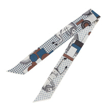 Load image into Gallery viewer, HERMES Twilly Cavalier en forme Blanc/Gris/Brown Silk100%