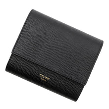 Load image into Gallery viewer, CELINE Trifold Compact Wallet Black10B573BEL Leather