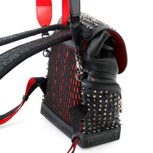 Load image into Gallery viewer, Christian Louboutin Explorer Funk Studded Backpack Black/Red3215038 Calf Leather Size Small