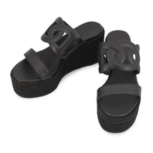 Load image into Gallery viewer, HERMES Itea Espadrilles Sandals Black Leather rope Size 36