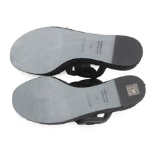 Load image into Gallery viewer, HERMES Itea Espadrilles Sandals Black Leather rope Size 36