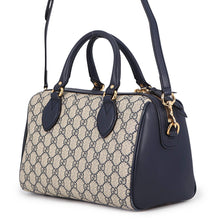 Load image into Gallery viewer, GUCCI GG Supreme 2Way Travel Bag Navy/Beige409529 GG Supreme Leather