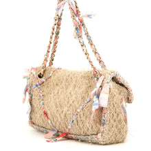Load image into Gallery viewer, CHANEL Matelasse Double Chain Shoulder Bag Beige/Multicolor Raffia Size 30