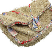 Load image into Gallery viewer, CHANEL Matelasse Double Chain Shoulder Bag Beige/Multicolor Raffia Size 30