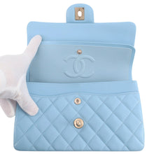 Load image into Gallery viewer, CHANEL Matelasse W Flap ChainShoulder Bag Sky BlueA01113 Caviar Leather Size 23
