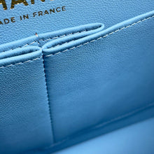 Load image into Gallery viewer, CHANEL Matelasse W Flap ChainShoulder Bag Sky BlueA01113 Caviar Leather Size 23