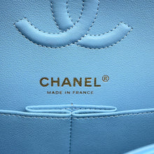Load image into Gallery viewer, CHANEL Matelasse W Flap ChainShoulder Bag Sky BlueA01113 Caviar Leather Size 23
