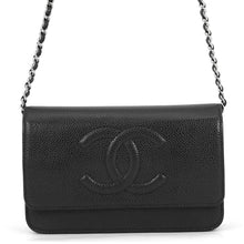 Load image into Gallery viewer, CHANEL CC Logo Chain Wallet BlackA48654 Caviar Leather
