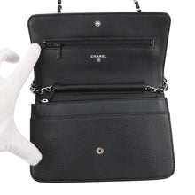 Load image into Gallery viewer, CHANEL CC Logo Chain Wallet BlackA48654 Caviar Leather