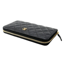 Load image into Gallery viewer, CHANEL Matelasse Zip Around Chozai Cloth BlackA50097 Caviar Leather