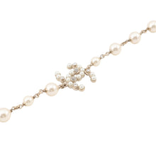 Load image into Gallery viewer, CHANEL CC Logo Faux Pearl Necklace Gold Plated Faux Pearl Rhinestone