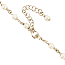 Load image into Gallery viewer, CHANEL CC Logo Faux Pearl Necklace Gold Plated Faux Pearl Rhinestone