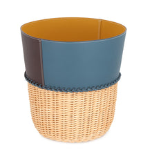 Load image into Gallery viewer, HERMES Chromatic Storage Basket Blue Thalassa Swift Leather willow wood