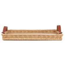 Load image into Gallery viewer, HERMES Rectangular Tray Ozre Color Terre Batchu Swift Leather Willow Wood Glass Size PM
