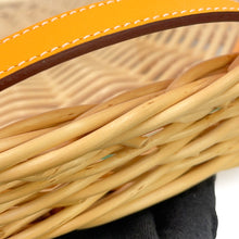 Load image into Gallery viewer, HERMES Round Tray Ozre Color Jaune Doll Willow wood Swift Leather Glass Size MM