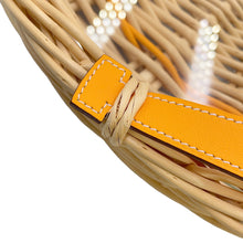 Load image into Gallery viewer, HERMES Round Tray Ozre Color Jaune Doll Willow wood Swift Leather Glass Size MM