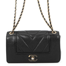 Load image into Gallery viewer, CHANEL Mademoiselle V Stitch ChainShoulder Bag BlackA93083 Leather Size 20