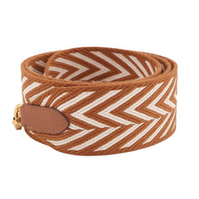 将图像加载到图库查看器中,HERMES Bandouliere Sangle Zig Zag Shoulder Strap Ecru/Gold Canvas Swift Leather