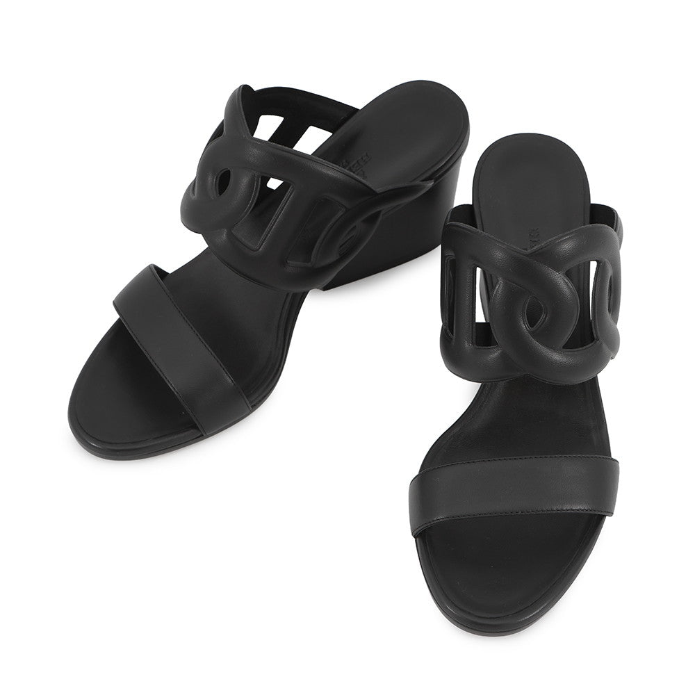 HERMES サンダル リパリ 70 ブラック HERMES Lipari 70 Sandals Black Leather Size 36– GALLERY RARE