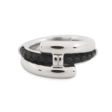 Load image into Gallery viewer, HERMES Ring Tourni Tresse Size 60/20 issue BlackH100128FJ8958 Metal Swift Leather