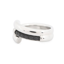 Load image into Gallery viewer, HERMES Ring Tourni Tresse Size 60/20 issue BlackH100128FJ8958 Metal Swift Leather