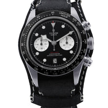 将图像加载到图库查看器中,TUDOR Black Bay Chrono W41mm Stainless Steel Leather Black Dial79360N-0005