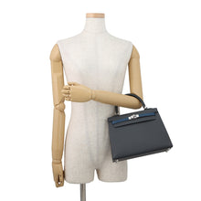 Load image into Gallery viewer, HERMES Kelly Sellier tricolor Ardoise/Black/Blue Hydra Epsom Size 25