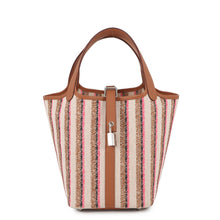 将图像加载到图库查看器中,HERMES Picotin Lock Blanket Gold/Ecru/Fauve/Rose Pop Toile H Swift Leather Size PM