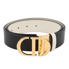 Load image into Gallery viewer, Dior 30Montaigne Reversible Belt Black/Latte WhiteB0447UWGA_M911 Calf Leather