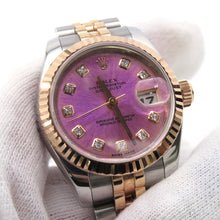 将图像加载到图库查看器中,ROLEX Datejust W26mm Stainless Steel K18PG Violet Dial179171G