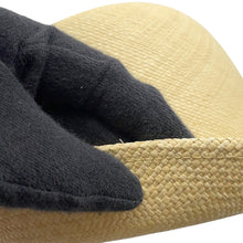 Load image into Gallery viewer, CHANEL CC Logo Ribbon Straw Hat Size M Beige/Gray/Black Straw Cotton100%
