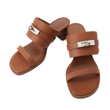 Load image into Gallery viewer, HERMES Sandals Ninon 50 GoldH262125Z 20350 Calf Leather Size 36