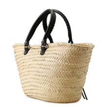 Load image into Gallery viewer, BALENCIAGA Lucagol Basket Natural/Black771067 Raffia Leather Size Medium