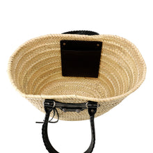 Load image into Gallery viewer, BALENCIAGA Lucagol Basket Natural/Black771067 Raffia Leather Size Medium