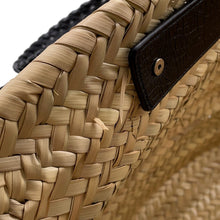 Load image into Gallery viewer, BALENCIAGA Lucagol Basket Natural/Black771067 Raffia Leather Size Medium