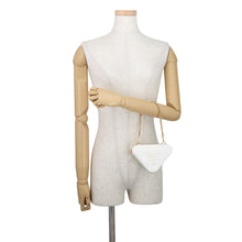 Load image into Gallery viewer, PRADA Saffiano Leather Triangle 2-Way Shoulder Bag White1NR015 Leather Raffia