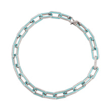 将图像加载到图库查看器中,LOUIS VUITTON Collier Monogram Links Chain Necklace Silver/Turquise BlueM80194 Metal