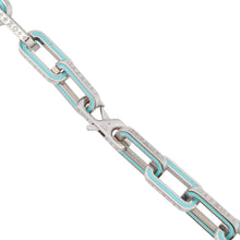 将图像加载到图库查看器中,LOUIS VUITTON Collier Monogram Links Chain Necklace Silver/Turquise BlueM80194 Metal