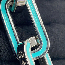 将图像加载到图库查看器中,LOUIS VUITTON Collier Monogram Links Chain Necklace Silver/Turquise BlueM80194 Metal