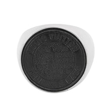 Load image into Gallery viewer, LOUIS VUITTON Traveler Stamps Signet Ring Size M Noir/SilverMP1802 Metal