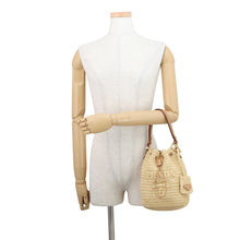 将图像加载到图库查看器中,PRADA 2WAY Bucket Bag Beige/Light Brown1BE068 Raffia Leather