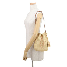 将图像加载到图库查看器中,PRADA 2WAY Bucket Bag Beige/Light Brown1BE068 Raffia Leather