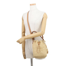 将图像加载到图库查看器中,PRADA 2WAY Bucket Bag Beige/Light Brown1BE068 Raffia Leather