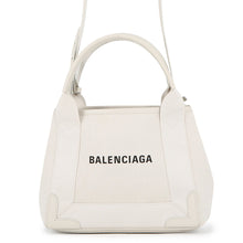 Load image into Gallery viewer, BALENCIAGA NavyCabas White390346AQ38N2681 Canvas Leather Size XS