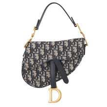 将图像加载到图库查看器中,Dior Oblique Saddlebag Mini Navy/BeigeM0447CTZQ_M928 Canvas Leather